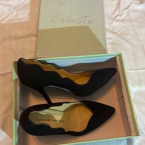 Ladies Celeste high heels. Black velour worn twice perfect condition